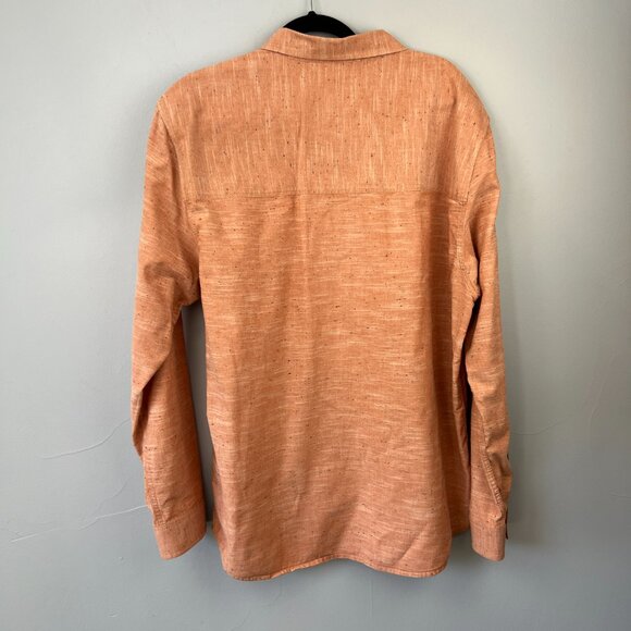 Horny Toad Organic Cotton Mens Button Up Long Sleeve Arne Shirt Size XL Peach - Picture 9 of 9